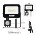 LED reflektor GLARO s pohybovým čidlom, 20 W, čierny, IP54, 2000 lm, neutrálna biela