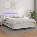 vidaXL Boxspring posteľ s matracom a LED biela 140x200 cm umelá koža