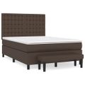 vidaXL Boxspring posteľ s matracom hnedá 140x190 cm umelá koža
