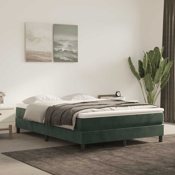 vidaXL Matrac s taštičkovými pružinami stredná tvrdosť tmavozelený 140x210x20 cm zamat