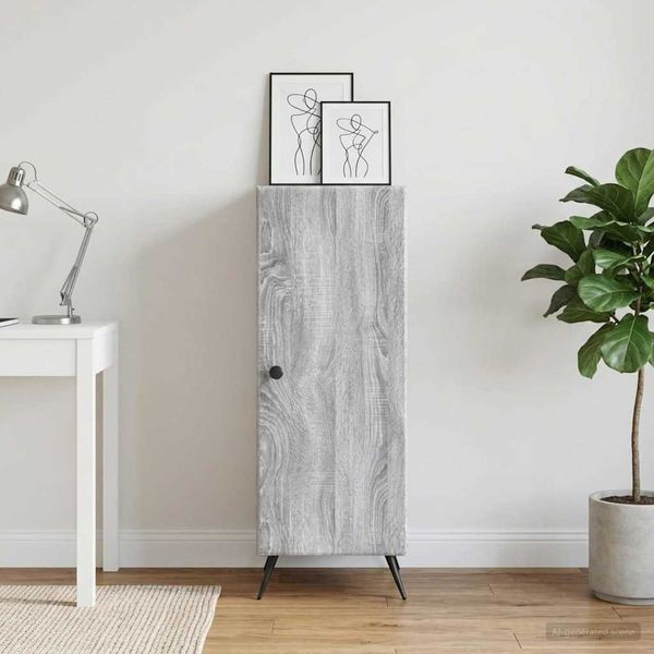 vidaXL Servírovacia skriňa Sivá sonoma 33 x 34,5 x 90 cm