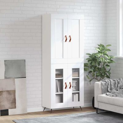 vidaXL Vysoká skrinka biela 69,5x34x180 cm spracované drevo
