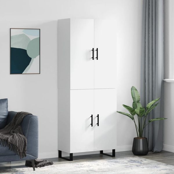 vidaXL Vysoká skrinka lesklá biela 69,5x34x180 cm spracované drevo