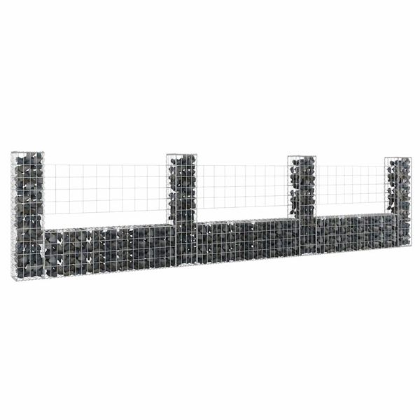 vidaXL Železný gabiónový kôš v tvare U so 4 stĺpmi 380x20x100 cm
