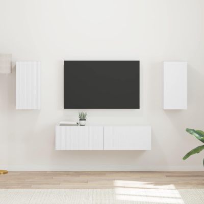 vidaXL Zostava TV skriniek 4 pcs Biela Kompozitné drevo