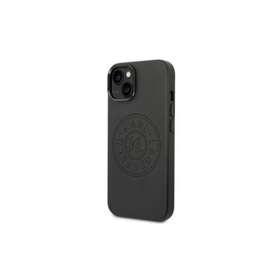 Púzdro Karl Lagerfeld pre iPhone 14 Plus 6,7" KLHCP14MFWHK čierny obal z PU kože perforované logo a kovové tlačidlá