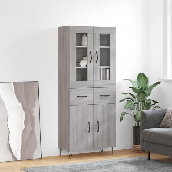 vidaXL Vysoká skrinka sivý dub sonoma 69,5x34x180 cm spracované drevo