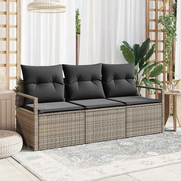 vidaXL Sada pohoviek 3 pcs Sivá polyratan