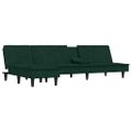 vidaXL Pohovka v tvare L tmavozelená 255x140x70 cm zamat