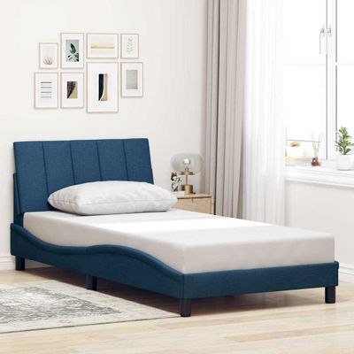 vidaXL Rám postele bez matraca Hanko Modrá 100x200 cm Látka