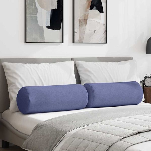vidaXL Podložkové vankúše 2 pcs Modrá džínovina Ø 25 x 70 cm látka