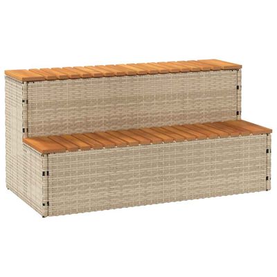 VidaXL vírivka Step Béžová 100x50x50,5 cm polyratan a masívna akácia