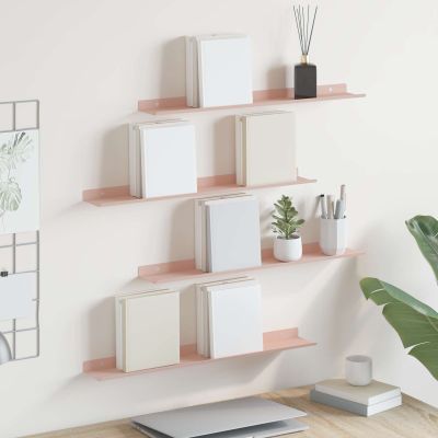 vidaXL Závesná polica Nástenný 4 pcs Ružová 60 x 8,5 x 2,5 cm Oceľ