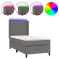 vidaXL Boxspring posteľ s matracom a LED sivá 80x200 cm umelá koža