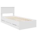 vidaXL Rám postele so zásuvkou Biela 90 x 200 cm Inžinierske drevo