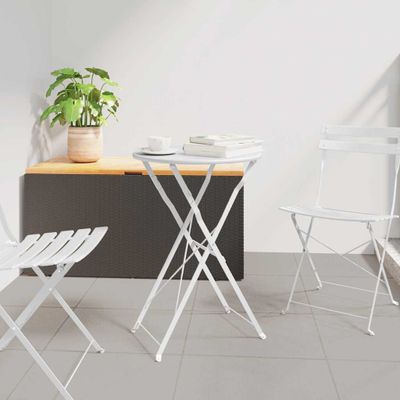vidaXL Bistro stôl Biela Ø 50 x 71 cm Práškovaná oceľ