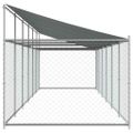 vidaXL Klietka pre psa so strechou a dverami sivá 12x2x2m pozink. oceľ