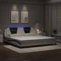 vidaXL Rám postele Viana s LED bez matraca biely a čierny 200x200 cm