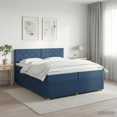 vidaXL Posteľ boxspring s matracom Modrá 200 x 200 cm Látka