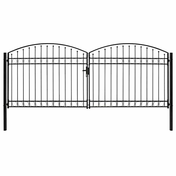 vidaXL Plotová brána ASSEN s dvojitými dverami a klenutým vrchom, oceľ 400x175 cm