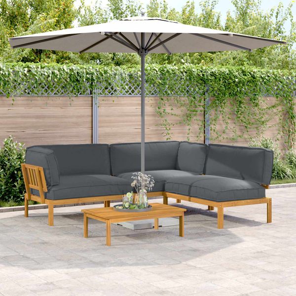 vidaXL Sada pohoviek s vankúšom 4 pcs Antracit Pevné akáciové drevo