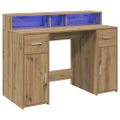vidaXL Stôl s LED svetlami dub artisan 120x55x91 cm kompozitné drevo