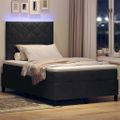 vidaXL LED box s pružinami s čelnou doskou Čierny 120 x 190 cm Zamat