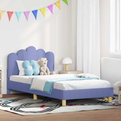 vidaXL Detský rám na posteľ s čelom Modrá džínovina 80 x 200 cm Látka