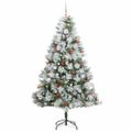 vidaXL Umelý vianočný stromček Zelená a biela 210 cm PVC, kov a plast