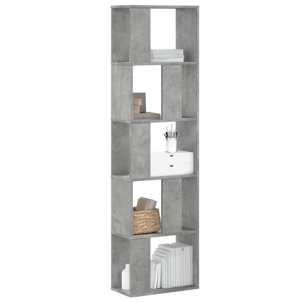 vidaXL Knižnica 5 políc betónovosivá 45x23,5x162,5 cm kompozit. drevo