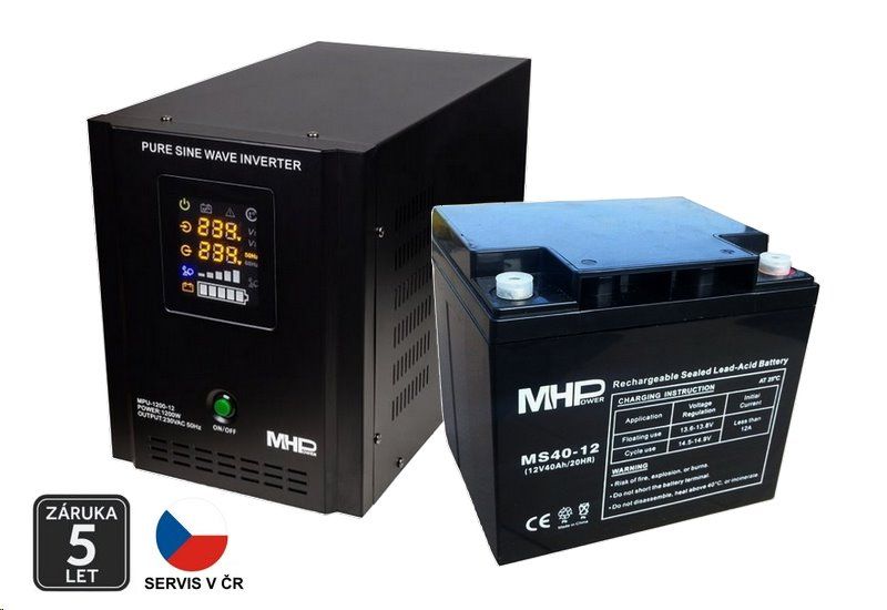 Záložný zdroj MHPower MPU-1200-12 UPS 1200W 12V čistý sinus + batéria
