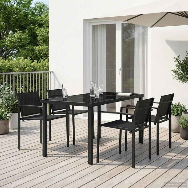 vidaXL Záhradný nábytok 5 pcs Čierna a antracit 140 x 70 x 73 cm