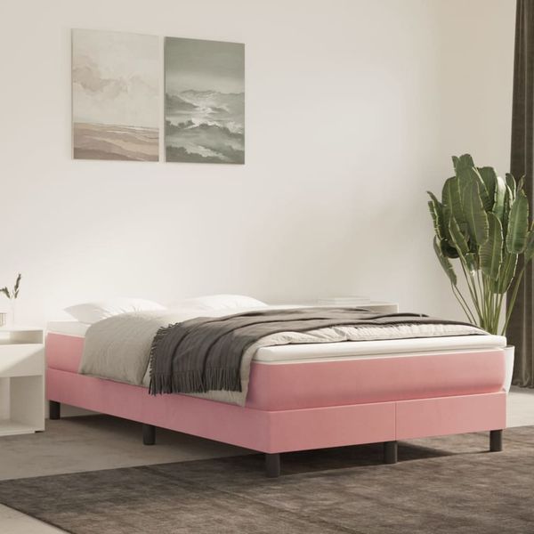vidaXL Posteľný rám s boxspringom ružový 120x200 cm zamat