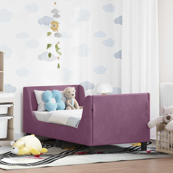 vidaXL Rám detskej postele s čelom Fialová 70 x 140 cm Zamat