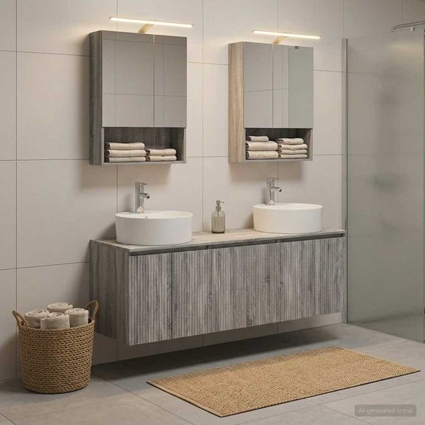 vidaXL Set kabinetov do kúpeľne 5 pcs Sivý Sonoma Kompozitné drevo