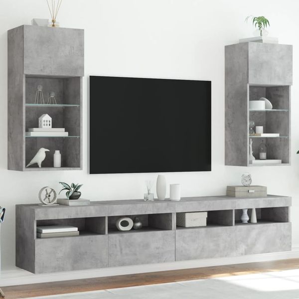 vidaXL TV skrinky s LED svetlami 2 ks betónovo sivé 40,5x30x90 cm