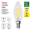 LED žiarovka Filament sviečka A CLASS / E14 / 3,8 W (60 W) / 806 lm / teplá biela