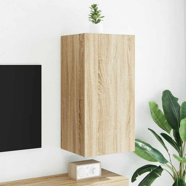 vidaXL TV nástenná skrinka s LED svetlami dub sonoma 40,5x35x80 cm