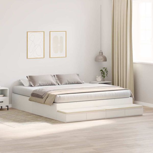 vidaXL Rám postele s úložným prostorem Biela 200 cm Kompozitné drevo