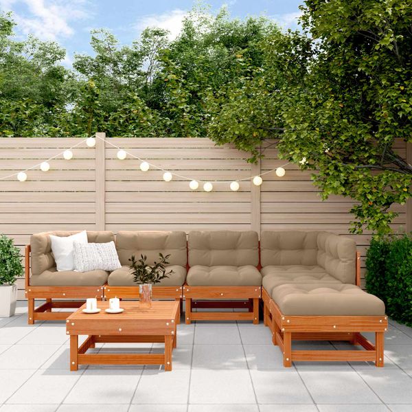 vidaXL Záhradný lounge set 7 pcs Vosková Hnedá Masívna borovica