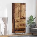 vidaXL Highboard Staré drevo 69,5 x 34 x 180 cm Kompozitné drevo