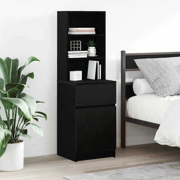 vidaXL Nočný stolík čierny 39x35x125 cm spracované drevo