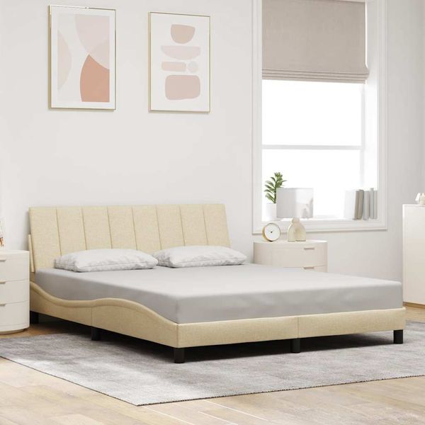 vidaXL Rám postele bez matraca Hanko krémová 160x200 cm látka