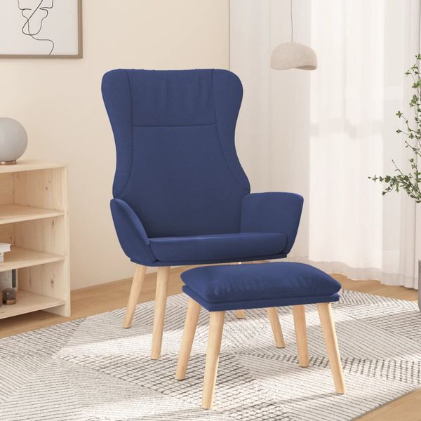 vidaXL Relaxačné kreslo s podnožkou modré látka