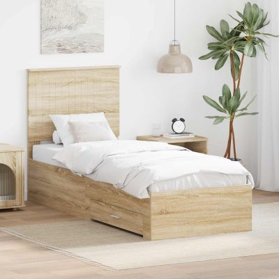 vidaXL Rám postele Sonoma dub a striebro 70 x 190 cm Kompozitné drevo