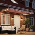 vidaXL Ručný rám markízy s LED Červená a Biela 4,5 × 3 m