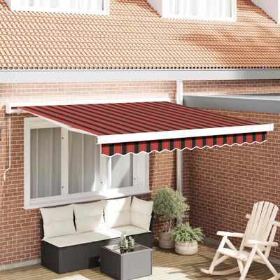 vidaXL Sklopná markíza Červená a čierna 350 x 250 cm Plátno a hliník