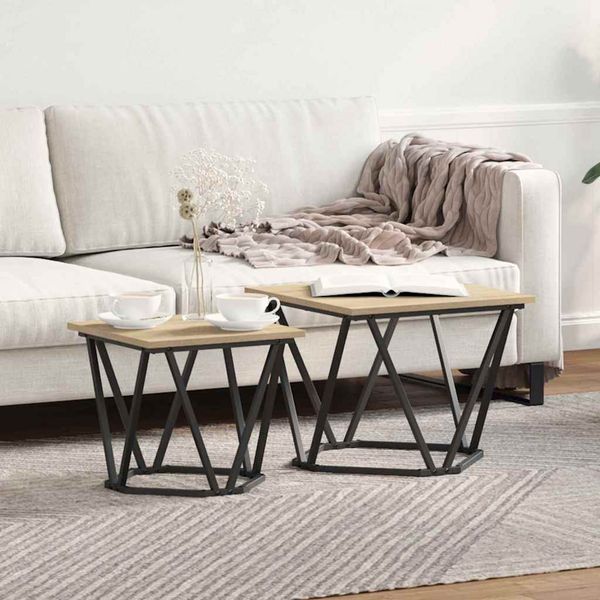 vidaXL Sada príručných stolíkov 2 pcs Sonoma dub