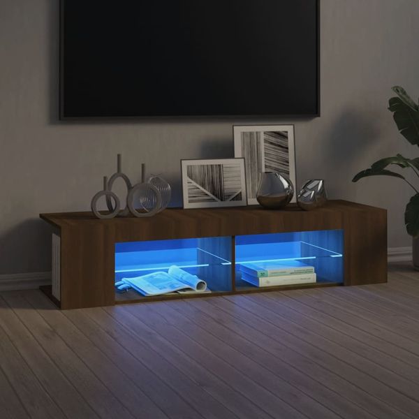 vidaXL TV skrinka s LED, hnedý dub 135x39x30 cm