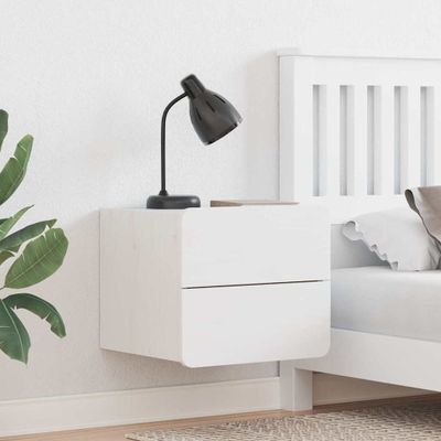 vidaXL Nočný stolík 2 pcs Biela 39 x 34 x 33 cm Borovicový masív